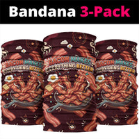International Bacon Day Neck Gaiter Retro Bacon Pattern With Sizzling Skillet Graphic