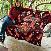 International Bacon Day Quilt Retro Bacon Pattern With Sizzling Skillet Graphic