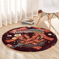 International Bacon Day Round Carpet Retro Bacon Pattern With Sizzling Skillet Graphic