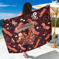 International Bacon Day Sarong Retro Bacon Pattern With Sizzling Skillet Graphic