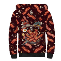 International Bacon Day Sherpa Hoodie Retro Bacon Pattern With Sizzling Skillet Graphic