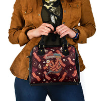 International Bacon Day Shoulder Handbag Retro Bacon Pattern With Sizzling Skillet Graphic