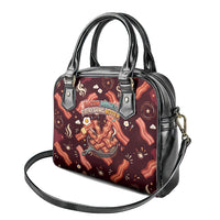 International Bacon Day Shoulder Handbag Retro Bacon Pattern With Sizzling Skillet Graphic