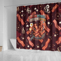 International Bacon Day Shower Curtain Retro Bacon Pattern With Sizzling Skillet Graphic