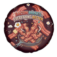 International Bacon Day Spare Tire Cover Retro Bacon Pattern With Sizzling Skillet Graphic