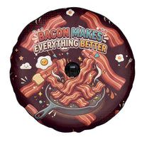 International Bacon Day Spare Tire Cover Retro Bacon Pattern With Sizzling Skillet Graphic