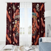 International Bacon Day Window Curtain Retro Bacon Pattern With Sizzling Skillet Graphic