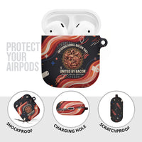International Bacon Day United By Bacon AirPods Case Retro Bacon Globe and Cool Bacon Mascot Graphic