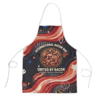International Bacon Day United By Bacon Apron Retro Bacon Globe and Cool Bacon Mascot Graphic