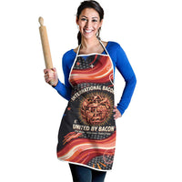 International Bacon Day United By Bacon Apron Retro Bacon Globe and Cool Bacon Mascot Graphic