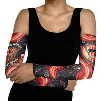 International Bacon Day United By Bacon Arm Sleeves Retro Bacon Globe and Cool Bacon Mascot Graphic