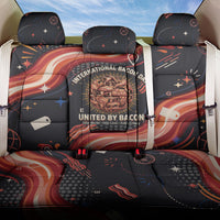International Bacon Day United By Bacon Back Car Seat Cover Retro Bacon Globe and Cool Bacon Mascot Graphic