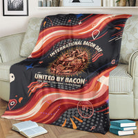 International Bacon Day United By Bacon Blanket Retro Bacon Globe and Cool Bacon Mascot Graphic