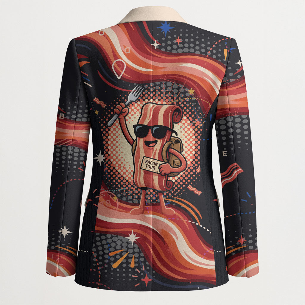 International Bacon Day United By Bacon Blazer Retro Bacon Globe and Cool Bacon Mascot Graphic