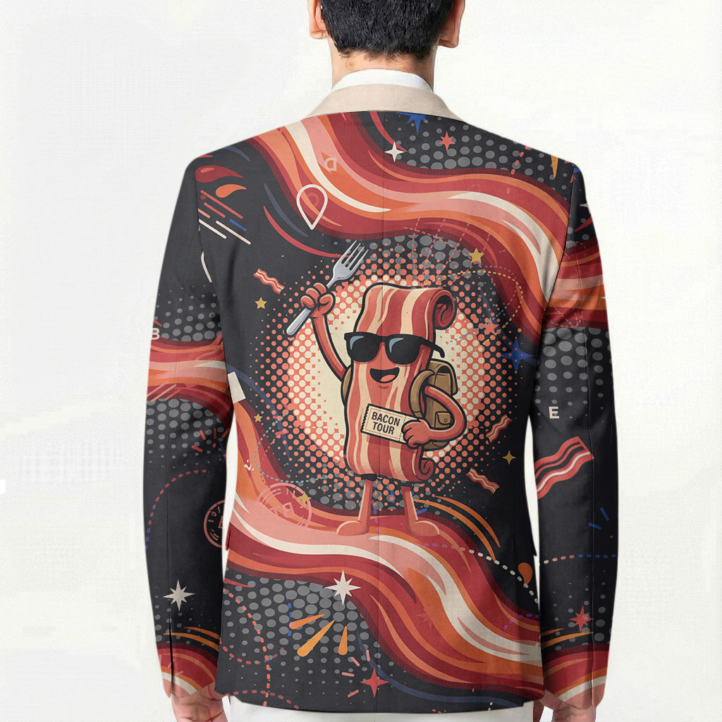 International Bacon Day United By Bacon Blazer Retro Bacon Globe and Cool Bacon Mascot Graphic