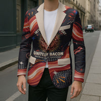 International Bacon Day United By Bacon Blazer Retro Bacon Globe and Cool Bacon Mascot Graphic