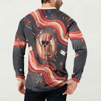 International Bacon Day United By Bacon Button Sweatshirt Retro Bacon Globe and Cool Bacon Mascot Graphic