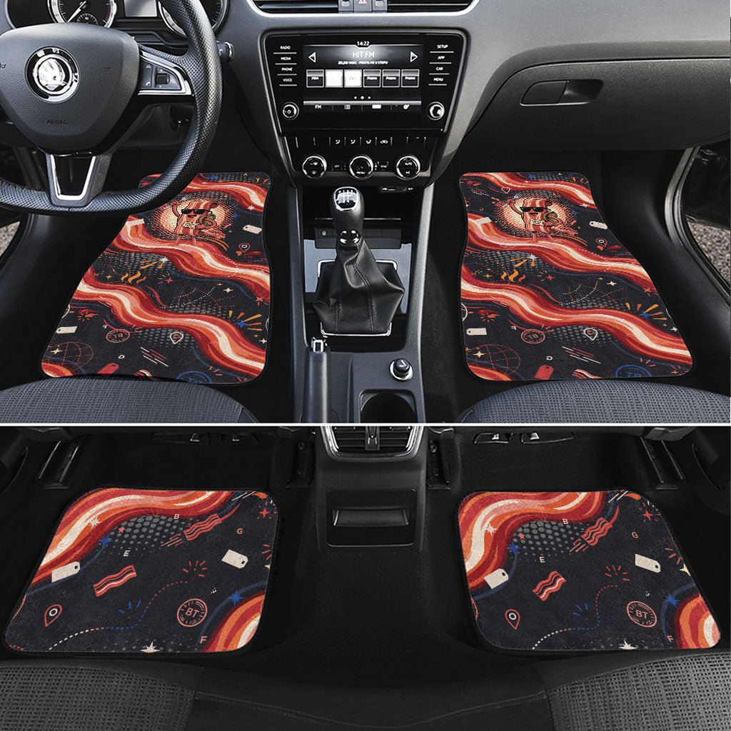 International Bacon Day United By Bacon Car Mats Retro Bacon Globe and Cool Bacon Mascot Graphic