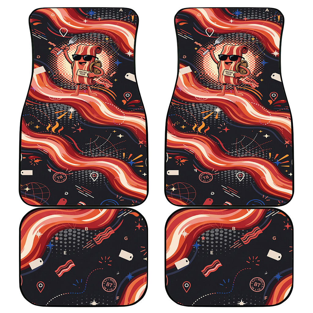 International Bacon Day United By Bacon Car Mats Retro Bacon Globe and Cool Bacon Mascot Graphic