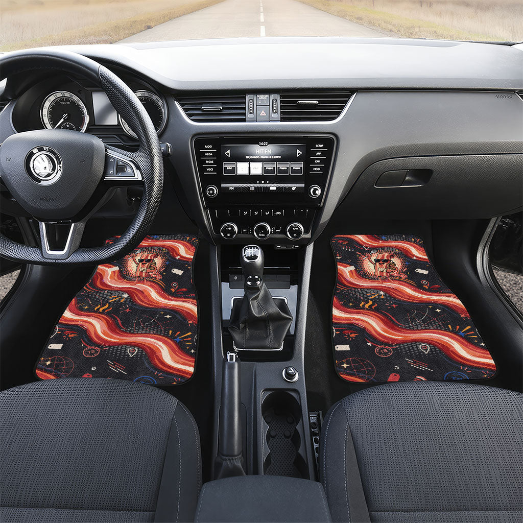 International Bacon Day United By Bacon Car Mats Retro Bacon Globe and Cool Bacon Mascot Graphic