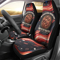 International Bacon Day United By Bacon Car Seat Cover Retro Bacon Globe and Cool Bacon Mascot Graphic