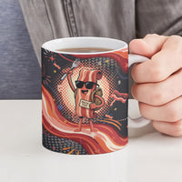 International Bacon Day United By Bacon Ceramic Mug Retro Bacon Globe and Cool Bacon Mascot Graphic