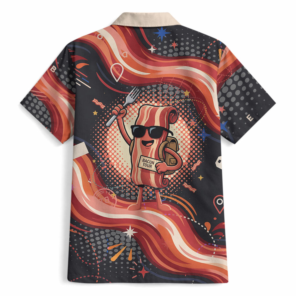 International Bacon Day United By Bacon Hawaiian Shirt Retro Bacon Globe and Cool Bacon Mascot Graphic