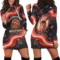 International Bacon Day United By Bacon Hoodie Dress Retro Bacon Globe and Cool Bacon Mascot Graphic
