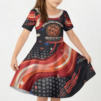 International Bacon Day United By Bacon Kid Short Sleeve Dress Retro Bacon Globe and Cool Bacon Mascot Graphic
