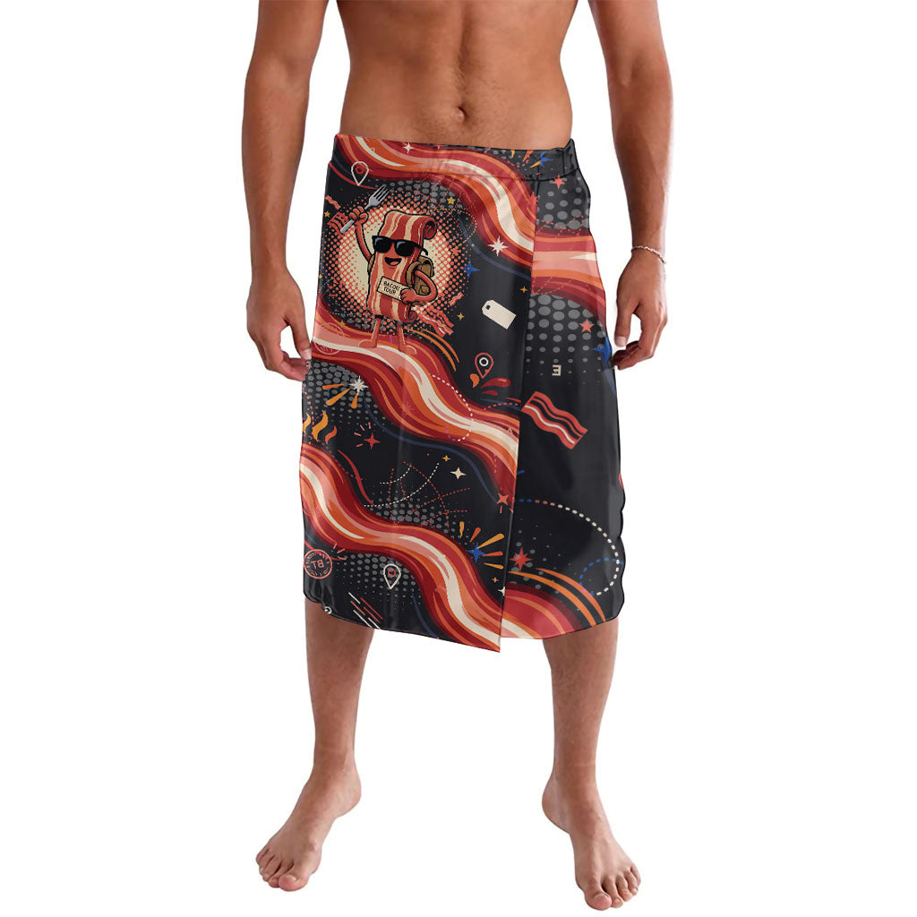 International Bacon Day United By Bacon Lavalava Retro Bacon Globe and Cool Bacon Mascot Graphic