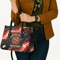 International Bacon Day United By Bacon Leather Bag Retro Bacon Globe and Cool Bacon Mascot Graphic