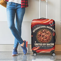 International Bacon Day United By Bacon Luggage Cover Retro Bacon Globe and Cool Bacon Mascot Graphic