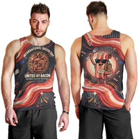 International Bacon Day United By Bacon Men Tank Top Retro Bacon Globe and Cool Bacon Mascot Graphic