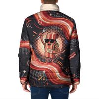 International Bacon Day United By Bacon Padded Jacket Retro Bacon Globe and Cool Bacon Mascot Graphic