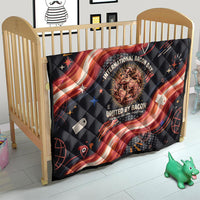 International Bacon Day United By Bacon Quilt Retro Bacon Globe and Cool Bacon Mascot Graphic