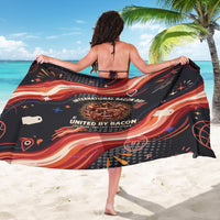 International Bacon Day United By Bacon Sarong Retro Bacon Globe and Cool Bacon Mascot Graphic