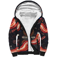 International Bacon Day United By Bacon Sherpa Hoodie Retro Bacon Globe and Cool Bacon Mascot Graphic
