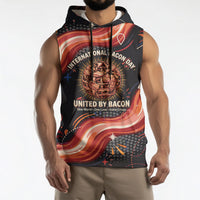 International Bacon Day United By Bacon Sleeveless Hoodie Retro Bacon Globe and Cool Bacon Mascot Graphic