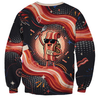 International Bacon Day United By Bacon Sweatshirt Retro Bacon Globe and Cool Bacon Mascot Graphic