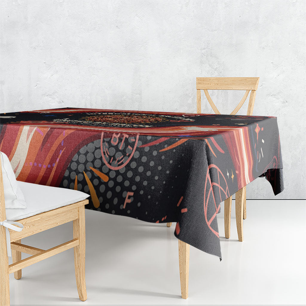 International Bacon Day United By Bacon Tablecloth Retro Bacon Globe and Cool Bacon Mascot Graphic