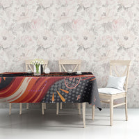 International Bacon Day United By Bacon Tablecloth Retro Bacon Globe and Cool Bacon Mascot Graphic