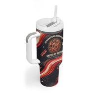 International Bacon Day United By Bacon Tumbler With Handle Retro Bacon Globe and Cool Bacon Mascot Graphic