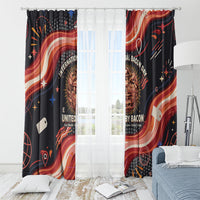 International Bacon Day United By Bacon Window Curtain Retro Bacon Globe and Cool Bacon Mascot Graphic