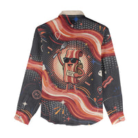 International Bacon Day United By Bacon Women Casual Shirt Retro Bacon Globe and Cool Bacon Mascot Graphic