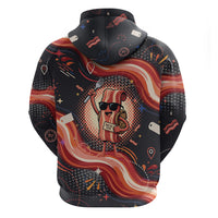 International Bacon Day United By Bacon Zip Hoodie Retro Bacon Globe and Cool Bacon Mascot Graphic