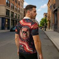 International Bacon Day United By Bacon Zipper Polo Shirt Retro Bacon Globe and Cool Bacon Mascot Graphic