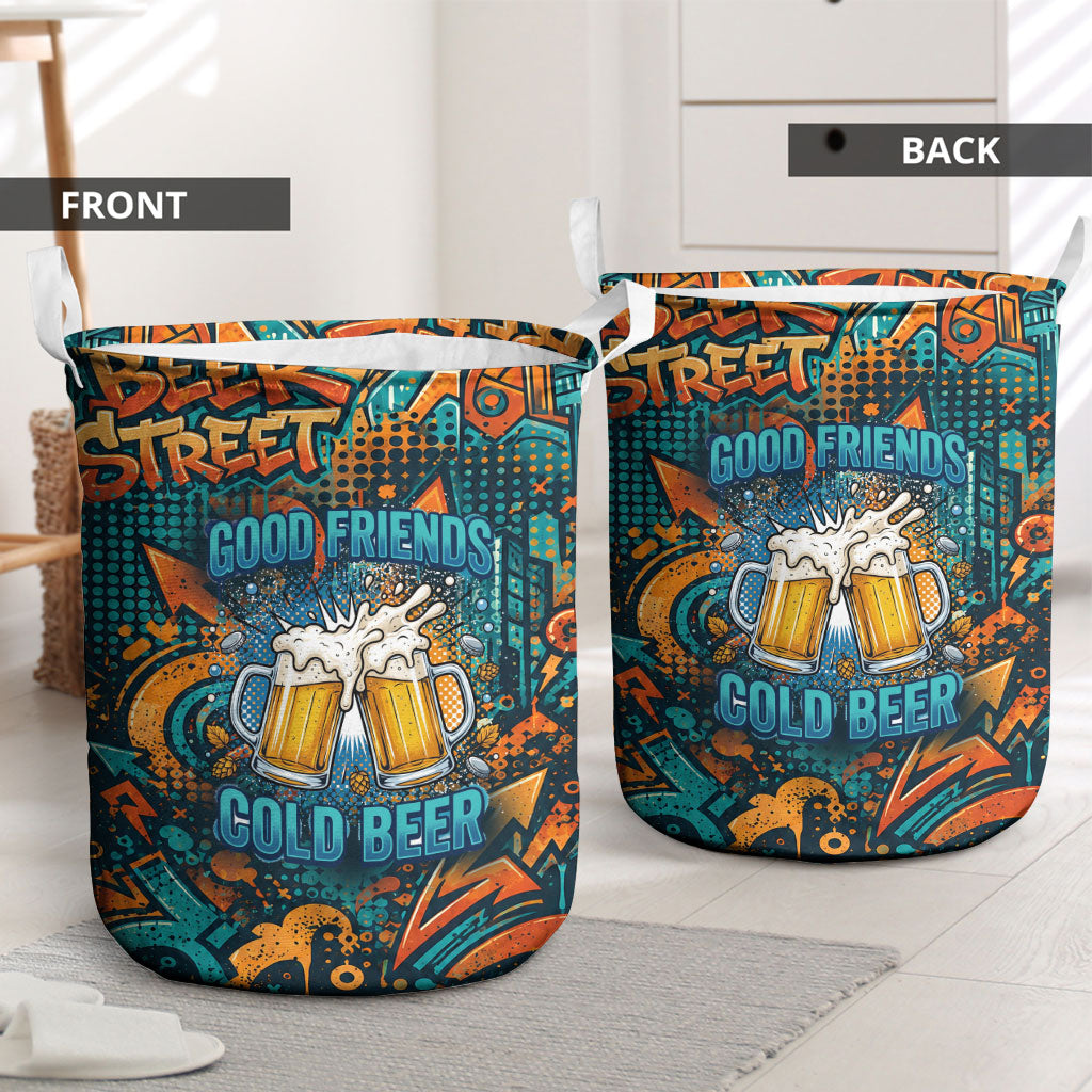 Beer Lovers Cheers To Good Times Laundry Basket Urban Graffiti Pattern With Frothy Clinking Mugs Art