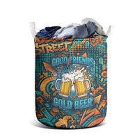 Beer Lovers Cheers To Good Times Laundry Basket Urban Graffiti Pattern With Frothy Clinking Mugs Art