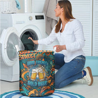 Beer Lovers Cheers To Good Times Laundry Basket Urban Graffiti Pattern With Frothy Clinking Mugs Art