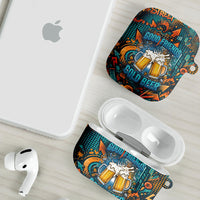 Beer Lovers Cheers To Good Times AirPods Case Urban Graffiti Pattern With Frothy Clinking Mugs Art